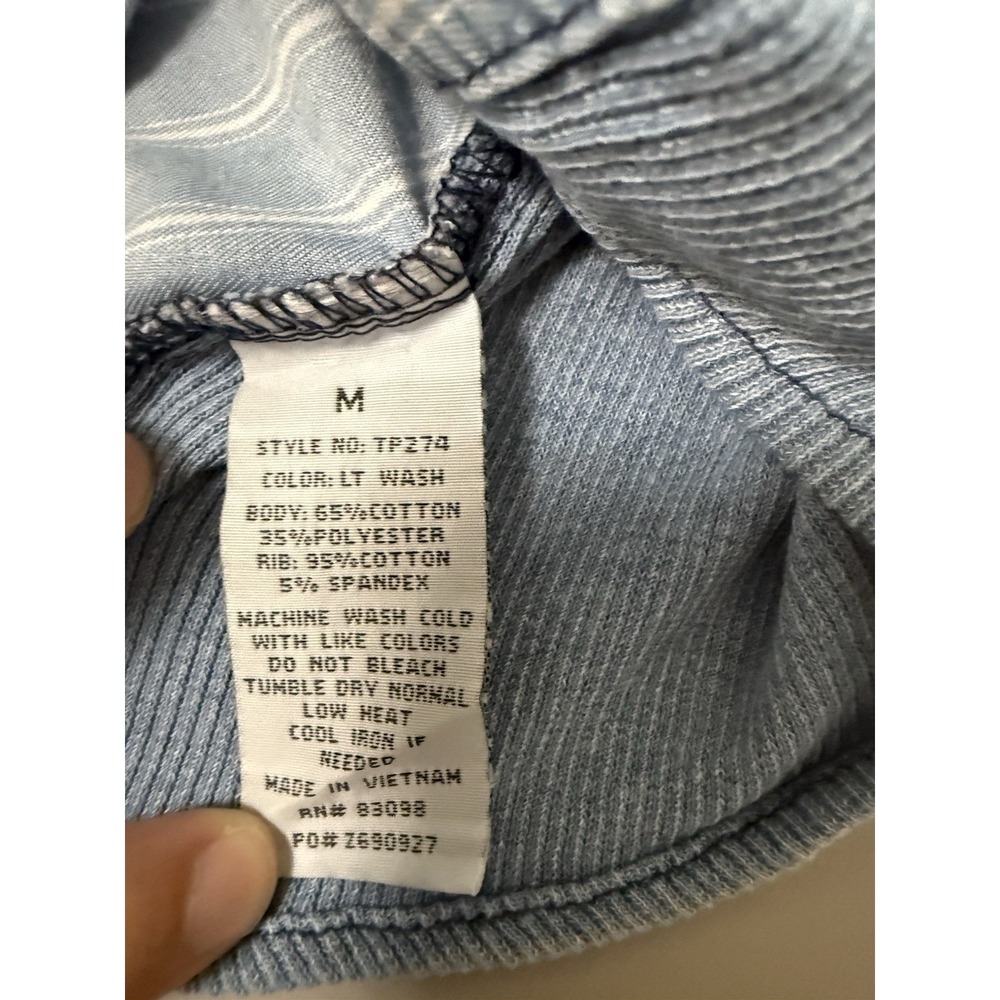 Vintage y2k CISONO Size M Striped Denim Button-Down Shirt. M14 - Picture 3 of 6